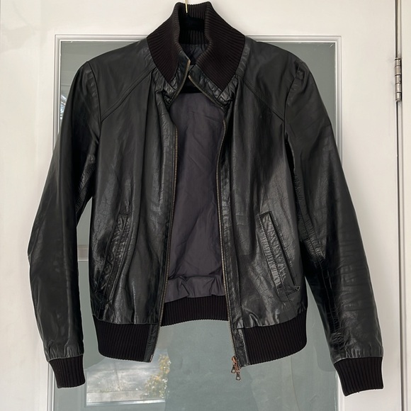 M0851 leather jacket, bomber style, size 4 - Picture 2 of 13